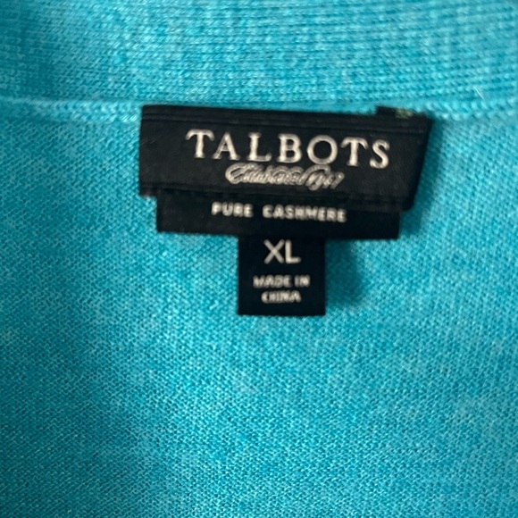 Talbots Pure Cashmere Cardigan Sweater Aqua Blue XL - Picture 3 of 5